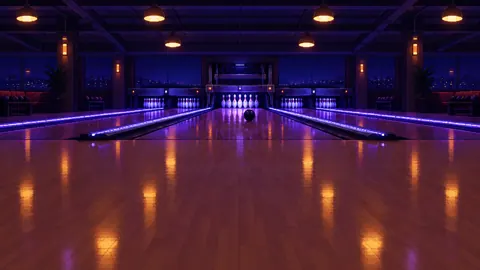 Midnight Bowling Alley Pins
