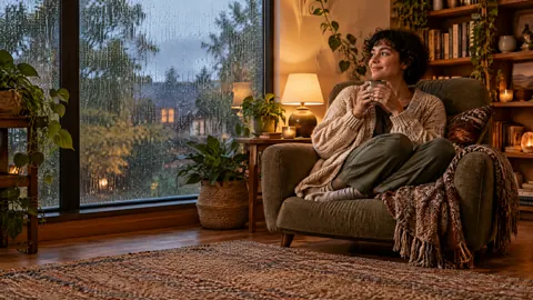 Woman With Mug by Rainy Window