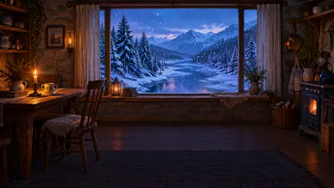 Cottage Kitchen Above Snowy Valley