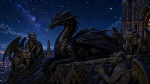 Black Wyvern on Cathedral Roof