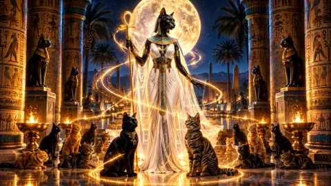 Bastet With Golden Ankh
