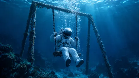 Astronaut Swinging Underwater