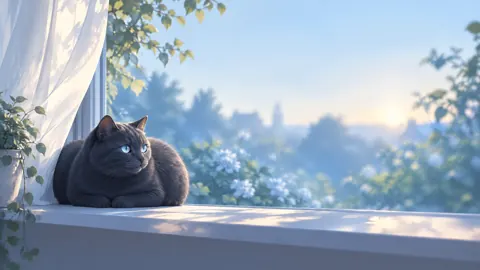 Blue-Eyed Cat at Window