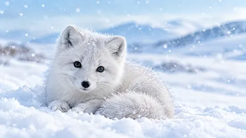 Arctic Fox Kit in Snow