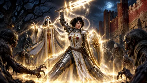 Paladin And Lich Battle Zombies