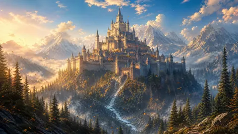 Fairytale Castle on Mountain Peak