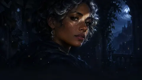Freckled Woman Under Full Moon