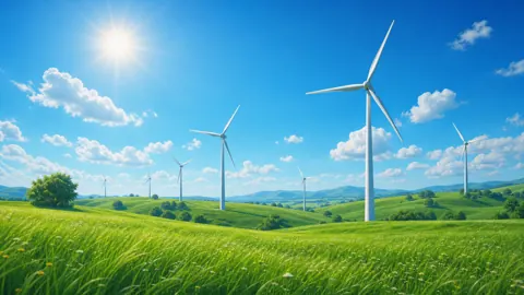 Wind Turbines in Green Fields