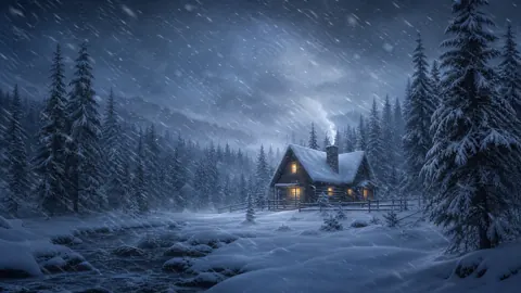Snowy Cabin in Blizzard