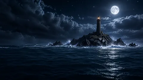 Basalt Lighthouse Under Full Moon