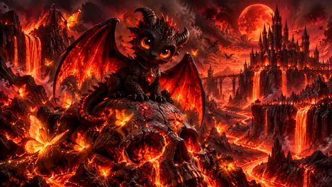 Black Dragon on Lava Skull