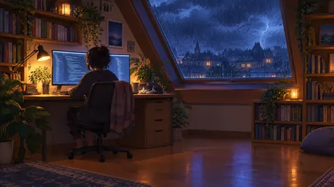 Anime Programmer With Cat