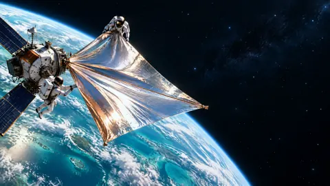 Orbital Technicians Deploy Solar Sail