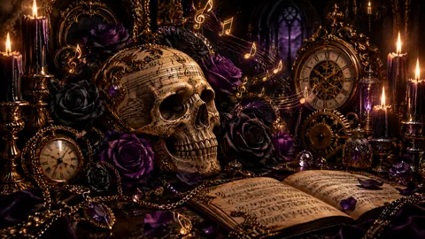 Engraved Skull With Music Notes