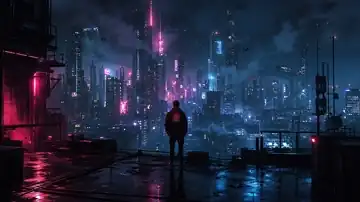 Neon Solitude Skyline live wallpaper