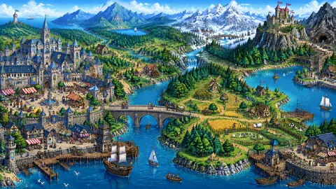 Pixel-Art Medieval Kingdom Map