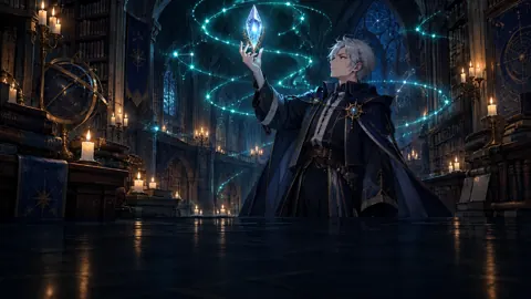 Silver-Haired Mage With Crystal