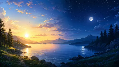 Mountain Lake Split Sky