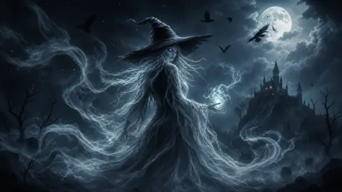 Ghost Witch With Glowing Orb