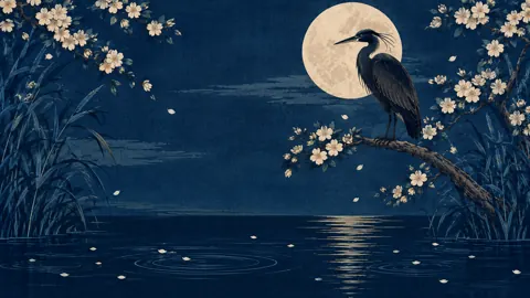 Black Heron Above Indigo River