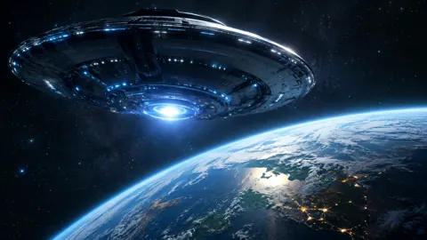 Alien Spacecraft Above Earth