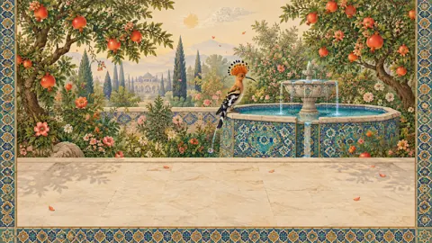Hoopoe by Tiled Fountain
