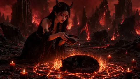 Korean Demon Woman Summoning Cat