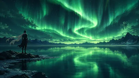 Armored Sentinel Under Aurora