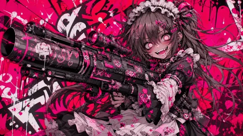Gothic Maid With Graffiti Rifle
