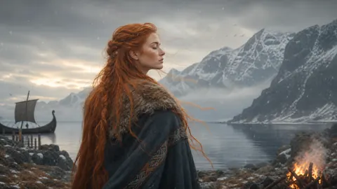 Viking Maiden by Snowy Fjord