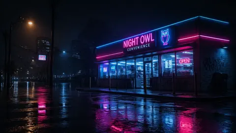 Neon Convenience Store at 3AM