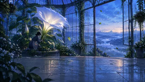 Gardener With Moonflower Conservatory