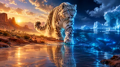 Giant Snow Leopard Split Landscape