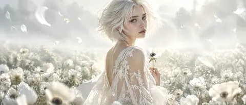 Platinum-Haired Woman With Anemone