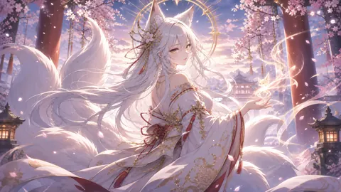 White-Haired Kitsune at Shrine