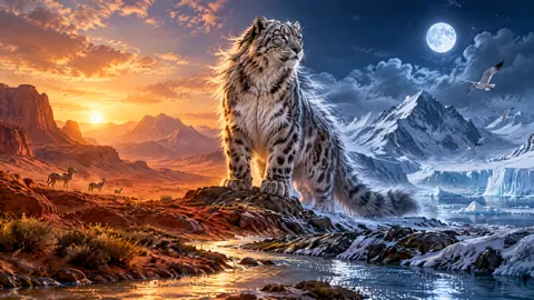 Giant Snow Leopard Between Seasons