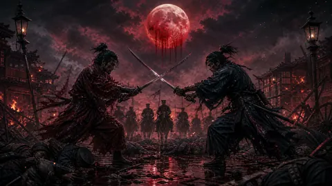 Samurai Duel Under Blood Moon