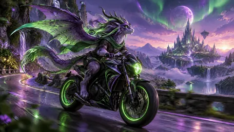 Purple Dragon on Motorcycle