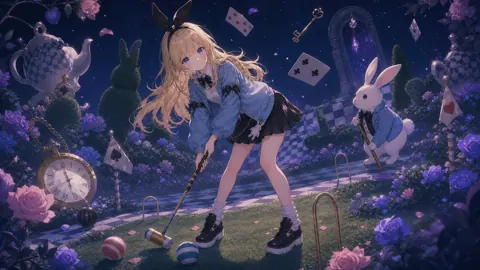 Alice-Inspired Croquet Garden