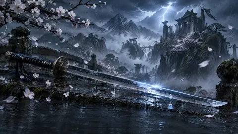 Samurai Sword on Stone Bridge