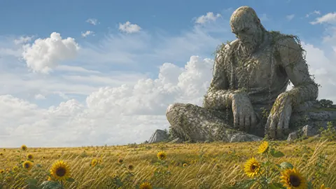 Stone Giant in Sunflowers