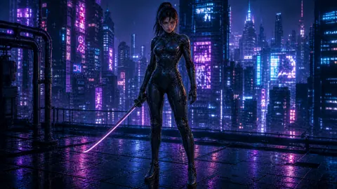 Female Android With Katana