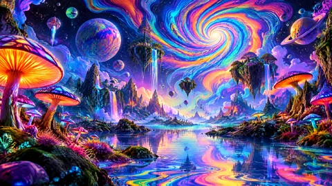 Alien Mushroom Lake Galaxy