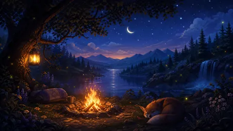 Sleeping Fox by Campfire