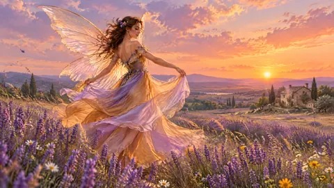 Winged Woman in Lavender Meadow