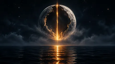 Hollow Moon Over Ocean