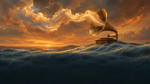 Brass Gramophone in Dune Grass