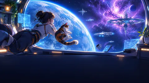 Engineer and Cat in Orbit