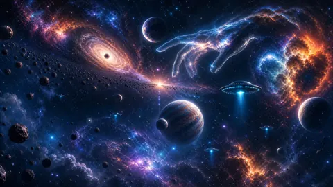 Sci-Fi Space With Giant Hand