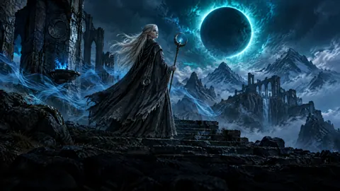 Moon Priestess Under Turquoise Eclipse